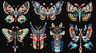 多彩民族风蝴蝶图案设计