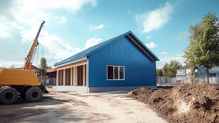 蓝色小屋施工场景