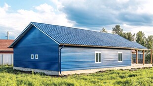 蓝色单层小屋 清新田园风