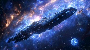 星际巨舰在浩瀚宇宙航行