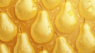 金黄带露梨 清新水果图