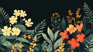 热带花卉植物装饰图案