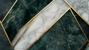 墨绿大理石与金边几何纹理