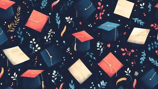 毕业元素无缝图案设计