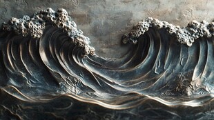 金属质感海浪浮雕艺术