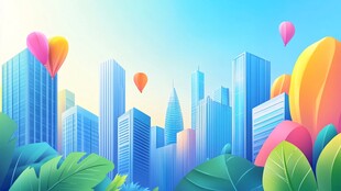 梦幻都市与多彩气球景观