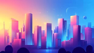 梦幻都市天际线夜景图