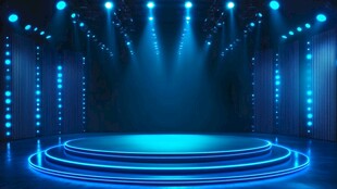 蓝色梦幻舞台灯光秀场景