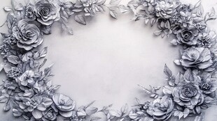 银灰色花卉环形装饰图案