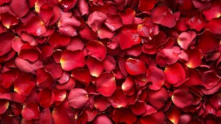 浪漫红玫瑰花瓣铺满画面