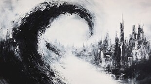 海浪席卷下的未来都市景观