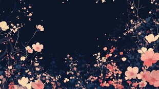 梦幻花卉夜空背景图