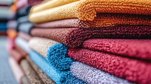 多彩堆叠的各式柔软织物