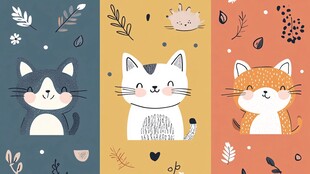 可爱猫咪插画图案设计