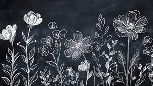 黑板上的手绘花卉图案
