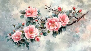 粉色花卉枝头绽放