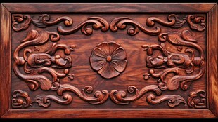 中式木雕花纹装饰板