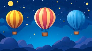 夜空下的梦幻热气球之旅