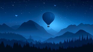 夜空中的热气球梦幻之旅