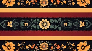 复古花卉图案装饰条