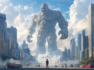 巨怪降临繁华都市街头