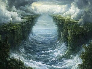 奇幻裂谷中的汹涌海水