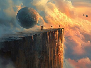 悬崖之上的星际梦幻景象