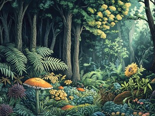 梦幻森林中的奇妙植物景观