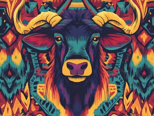 牛头图腾 绚丽几何风艺术
