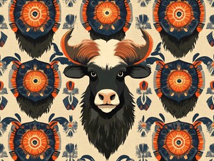 牛头图案 民族风艺术设计