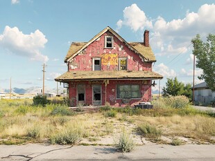 废弃红屋 岁月斑驳之景