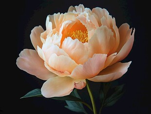 优雅淡粉牡丹花特写