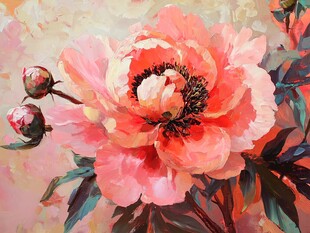 艳丽绽放的粉色芍药花