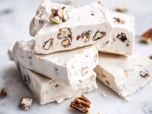 奶香坚果牛轧糖诱人堆叠