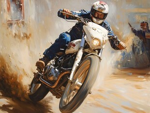 摩托车手激情驰骋瞬间