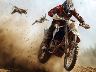 越野摩托飞跃瞬间激情