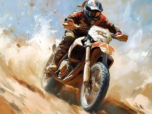 越野摩托飞驰瞬间