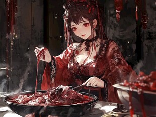 红衣血厨娘 诡异烹饪场景