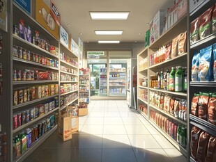 便利店内部的货品陈列