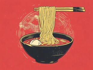 一碗拉面的诱人瞬间