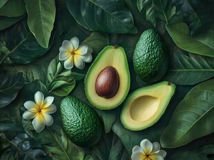 牛油果与花叶的清新组合