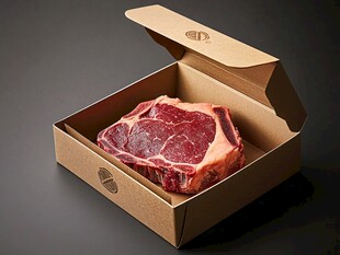 盒装鲜切优质牛排展示