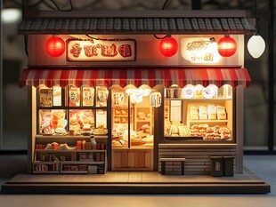 复古风街边糕点小店