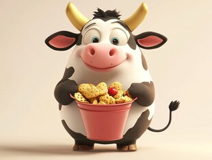 可爱奶牛捧零食盆