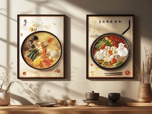 两幅火锅挂画 尽显美味