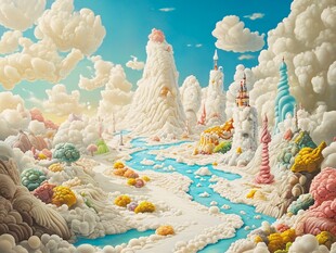 梦幻糖果风奇幻山谷景观