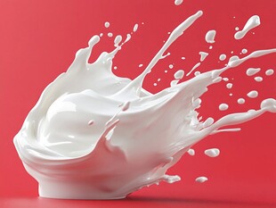 牛奶飞溅 红色背景动感画面