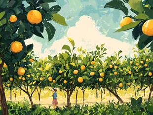 果园中的悠然采摘景象