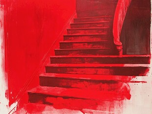 红色梦幻楼梯艺术画面
