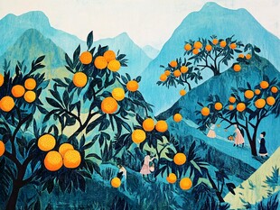 山间橘林丰收景